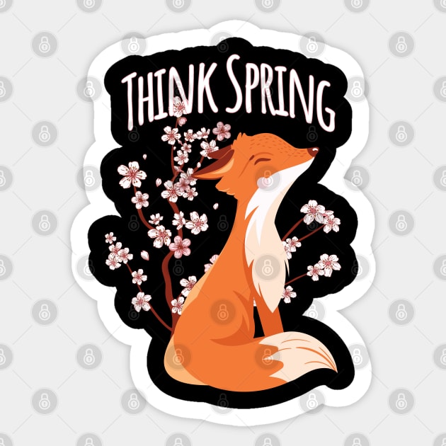 Sakura Japanese Cherry Blossom and Foxes Think Spring design Sticker by Luxinda